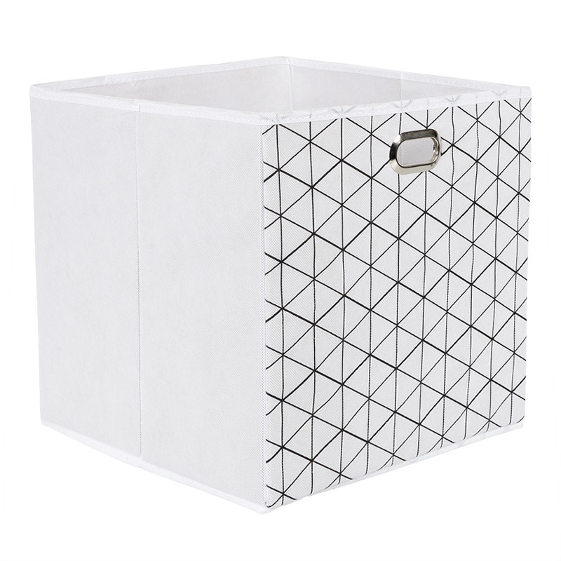 Cube de rangement 'Quadri' en tissu blanc - L'Incroyable