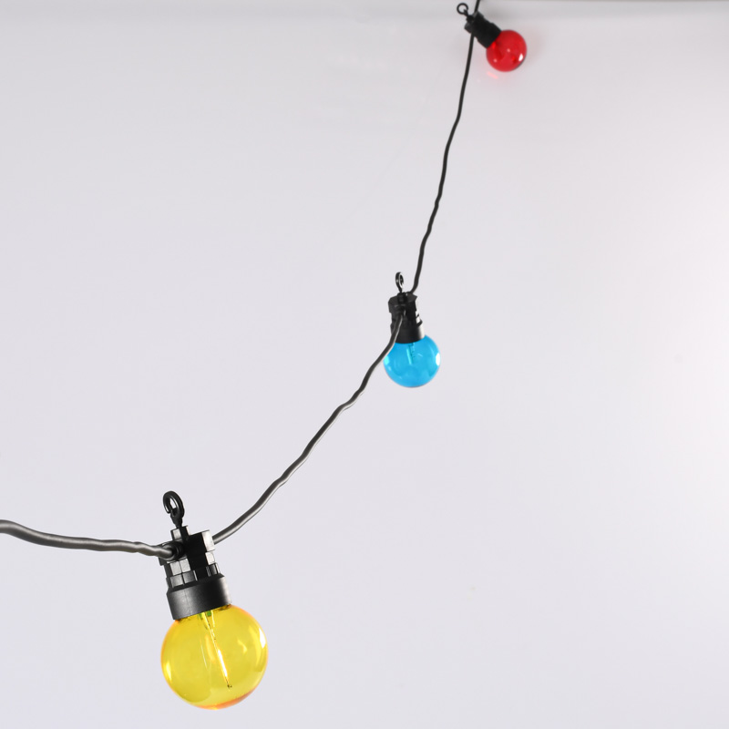 Guirlande guinguette lumineuse extérieure à connecter - 6m 20 ampoules  multicolores