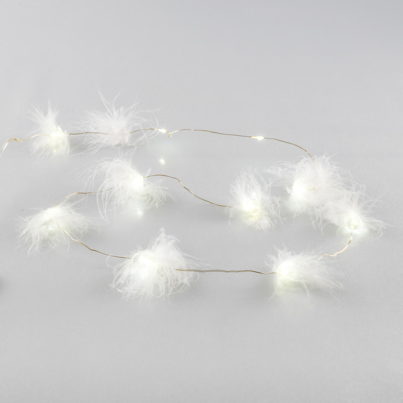 Guirlande lumineuse plumes blanches L200