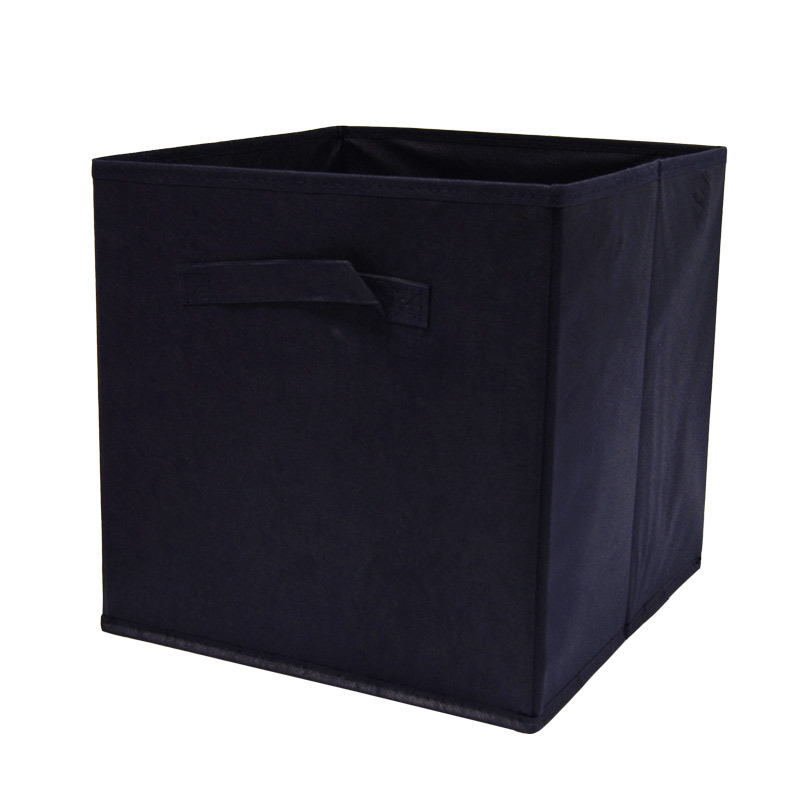 Cube de rangement tissu polyester noir / aspect lin