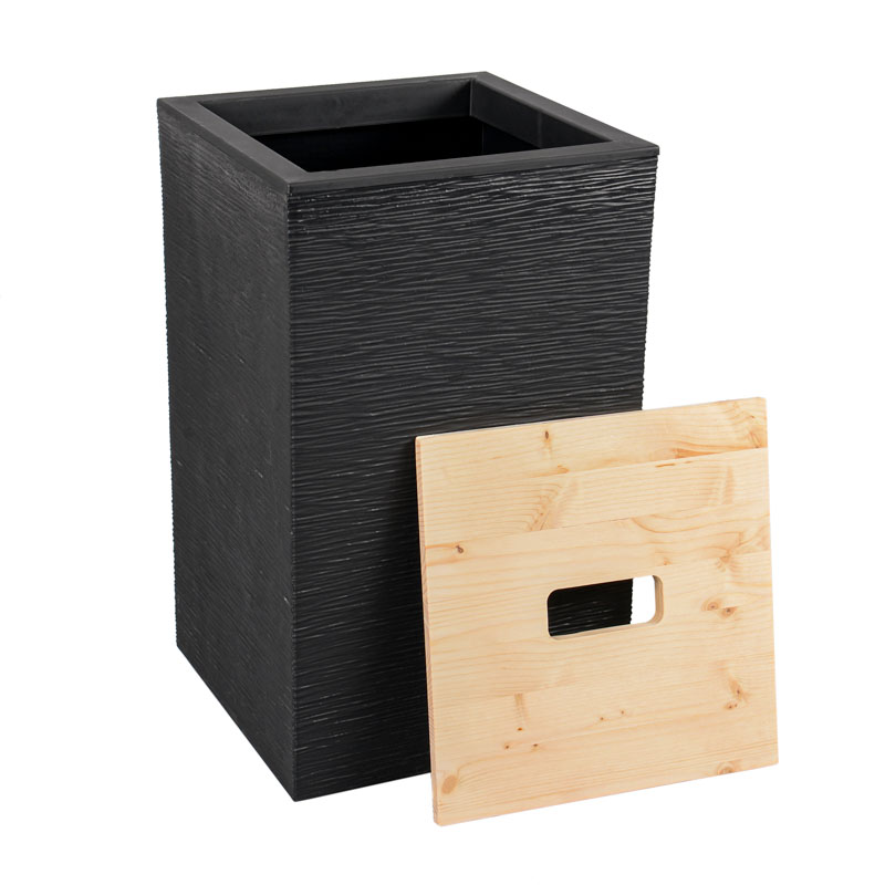 MS Beschläge Boîte à granulés avec vitre avant, bac à granulés, noir, avec  roulettes, 39 x 52 x 39 cm : : Bricolage