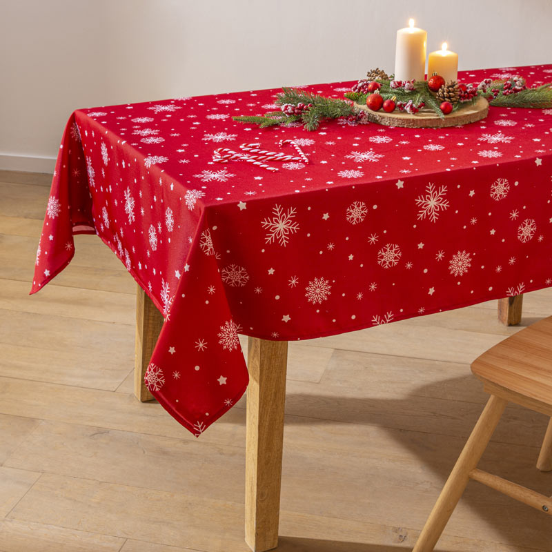Nappe de Noël en Lin Déperlante et Déperlante Protection en Tissu Polyester  Effet