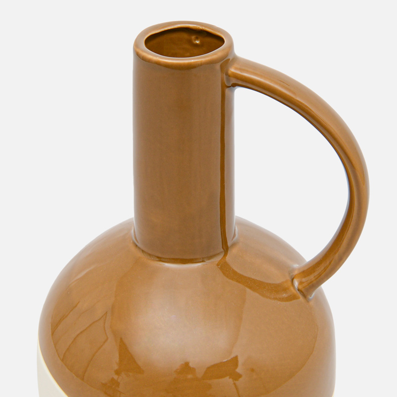 Vase céramique rayé beige marron