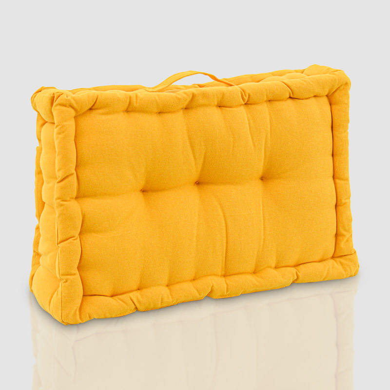 Coussin dossier 'Holy' en coton jaune moutarde 40x60x10-20cm - L'Incroyable