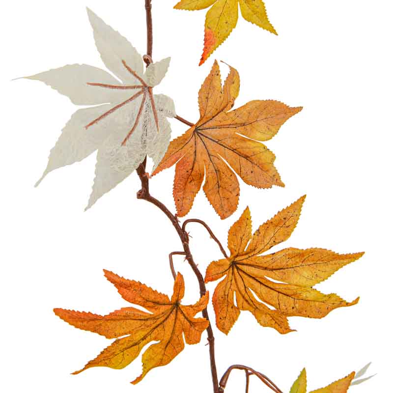 Guirlande décoration HERBST feuilles d'érable artificielles, coloris  automne 