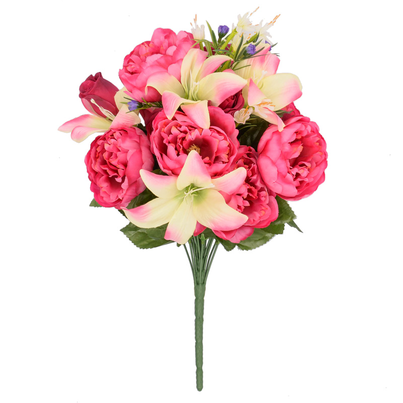 Bouquet de pivoines, roses et lys