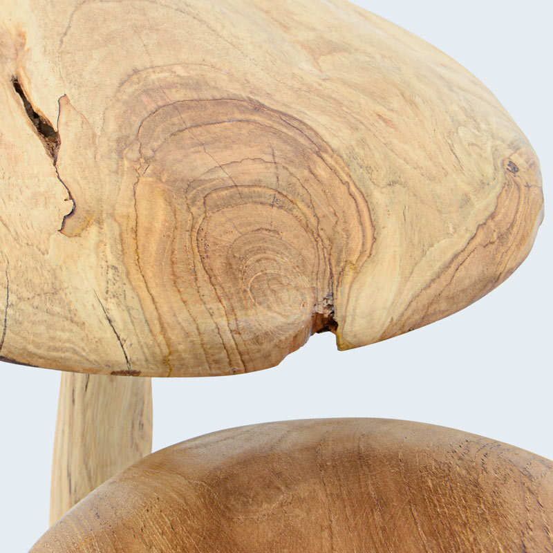 Champignon en bois naturel, décoration bois jaune