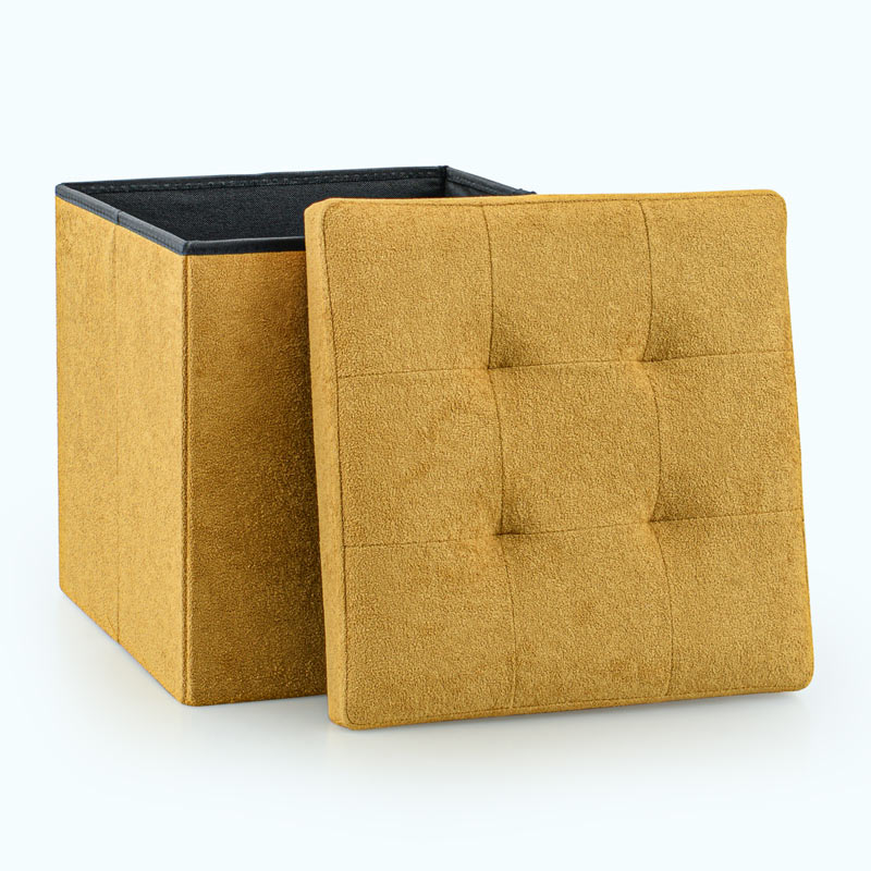 Pouf de rangement pliable carré 'Luxury' ocre