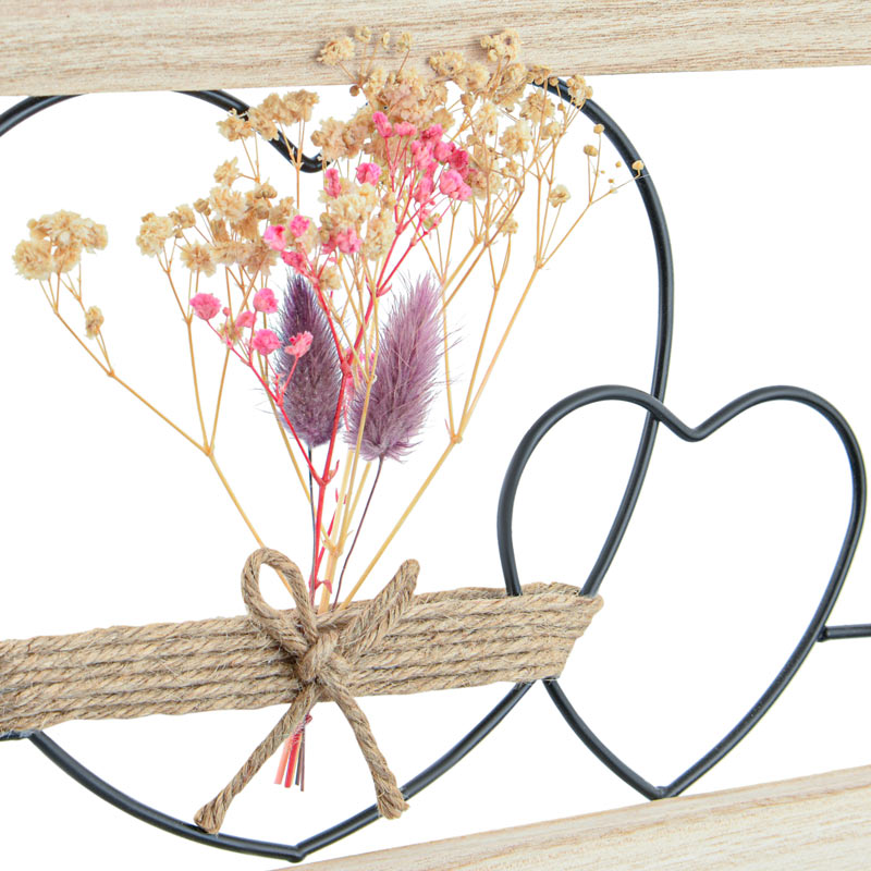 Cadre cœurs 'Love' avec fleurs séchées beige/noir en mdf + metal -  L'Incroyable