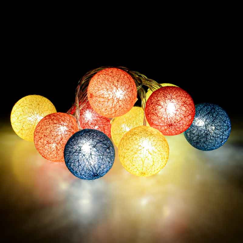 Guirlande 10 boules lumineuses tricolore