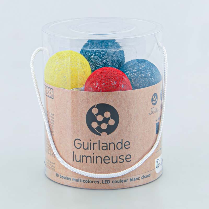 Guirlande 10 boules lumineuses tricolore