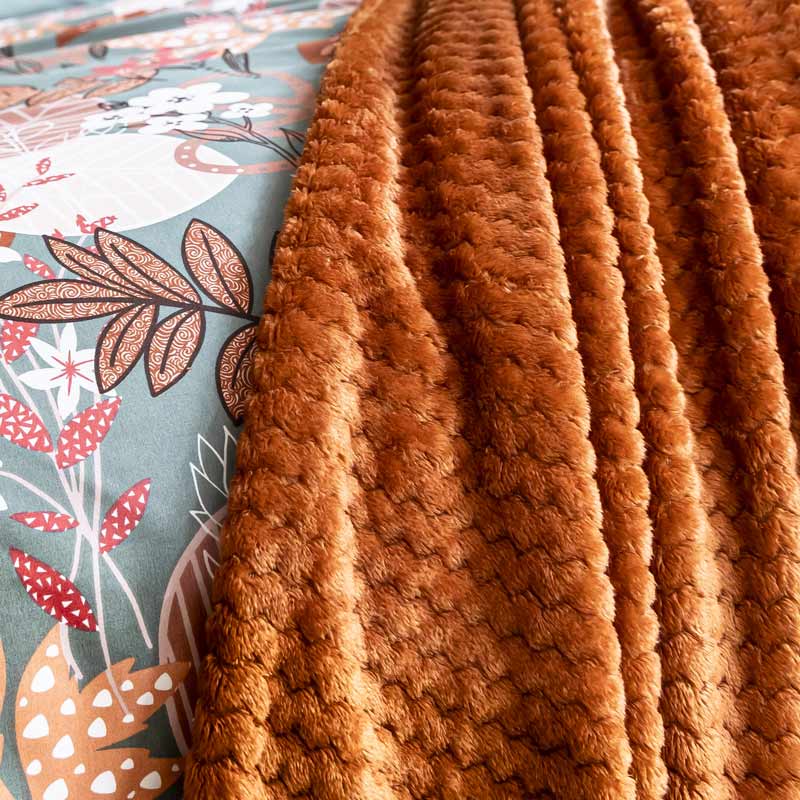 Plaid microfibre 'Zaggy' terracotta