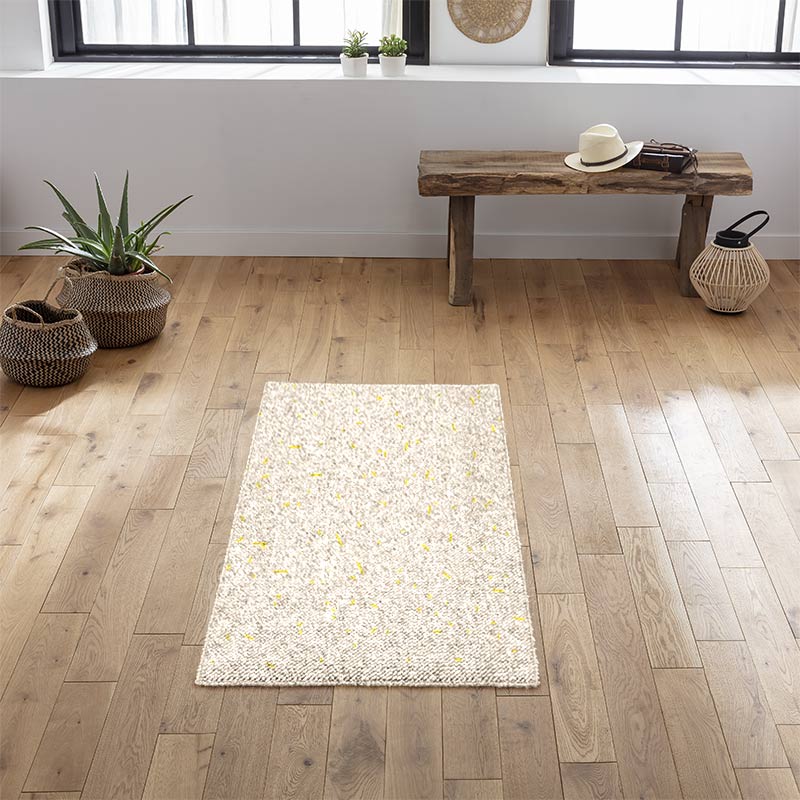 Tapis 'Pebbles' effet laine tissée beige