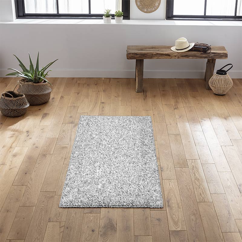 Tapis 'Pebbles' effet laine tissée gris