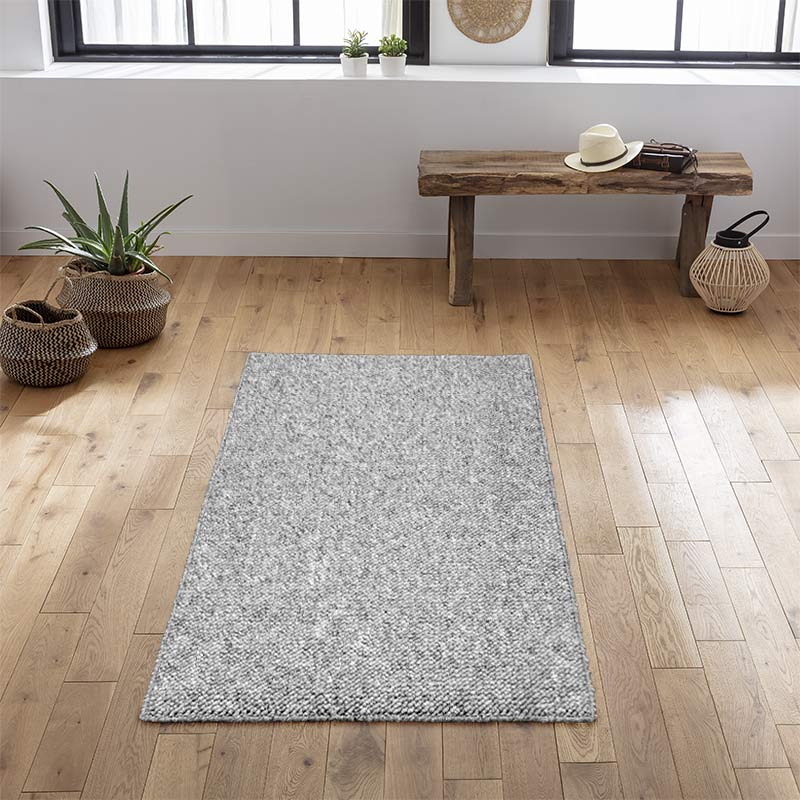 Tapis 'Pebbles' effet laine tissée gris