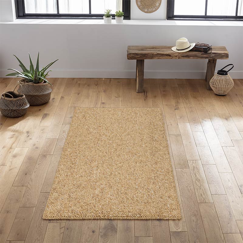 Tapis 'Pebbles' effet laine tissée marron