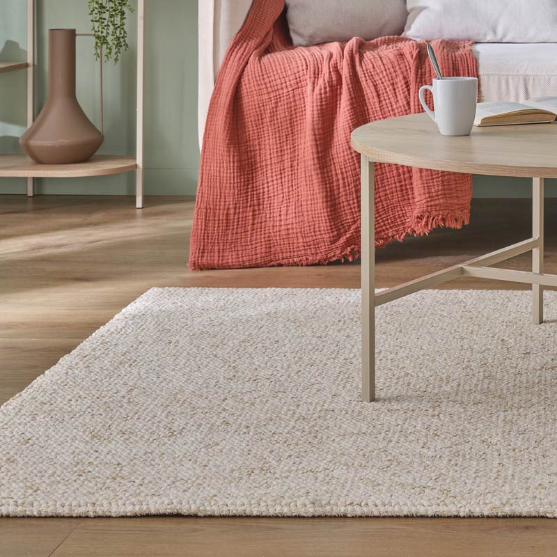 Tapis 'Pebbles' effet laine tissée beige