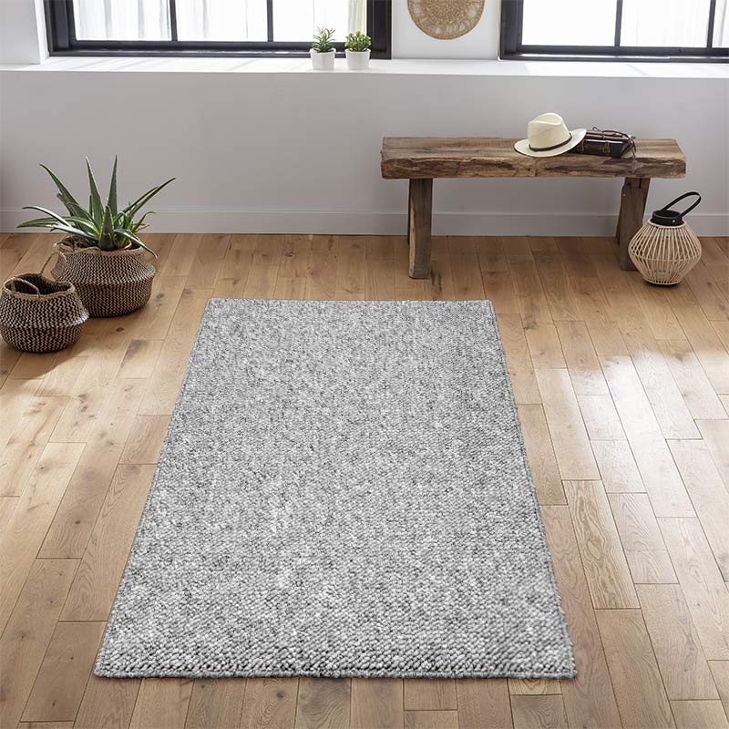 Tapis 'Pebbles' effet laine tissée gris