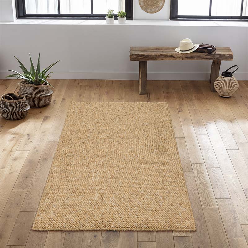 Tapis 'Pebbles' effet laine tissée marron