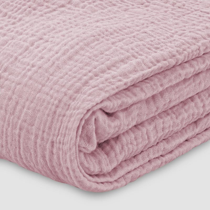 Plaid 'Idylle' gaze de coton rose poudre