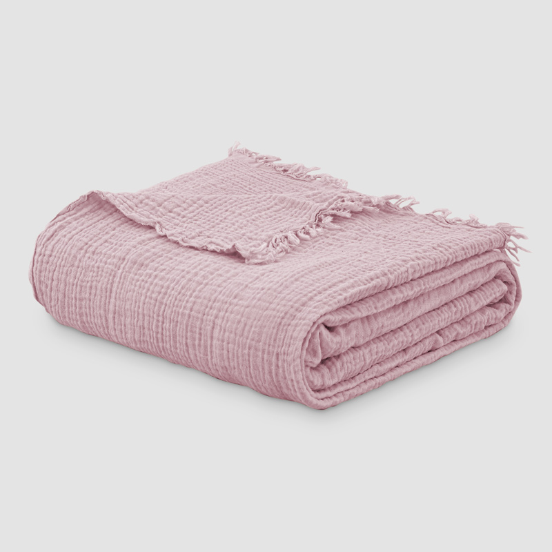 Plaid 'Idylle' gaze de coton rose poudre