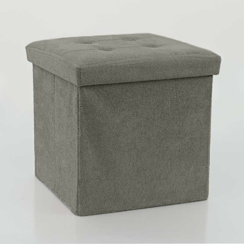 Pouf de rangement pliable carré 'Luxury' gris