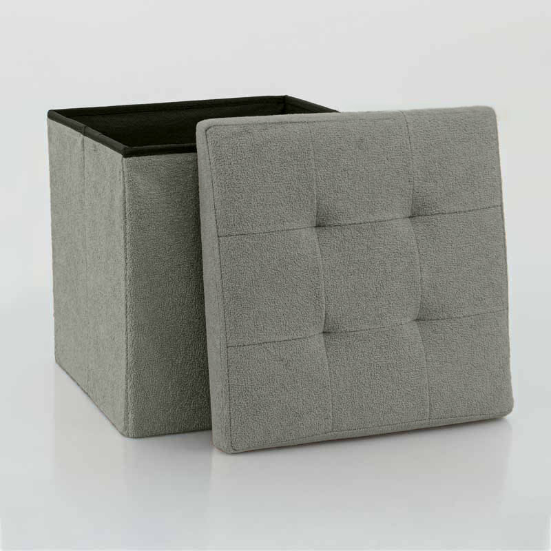 Pouf de rangement pliable carré 'Luxury' gris