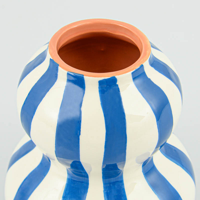 Vase en céramique 'Pyrgos' bleu et blanc