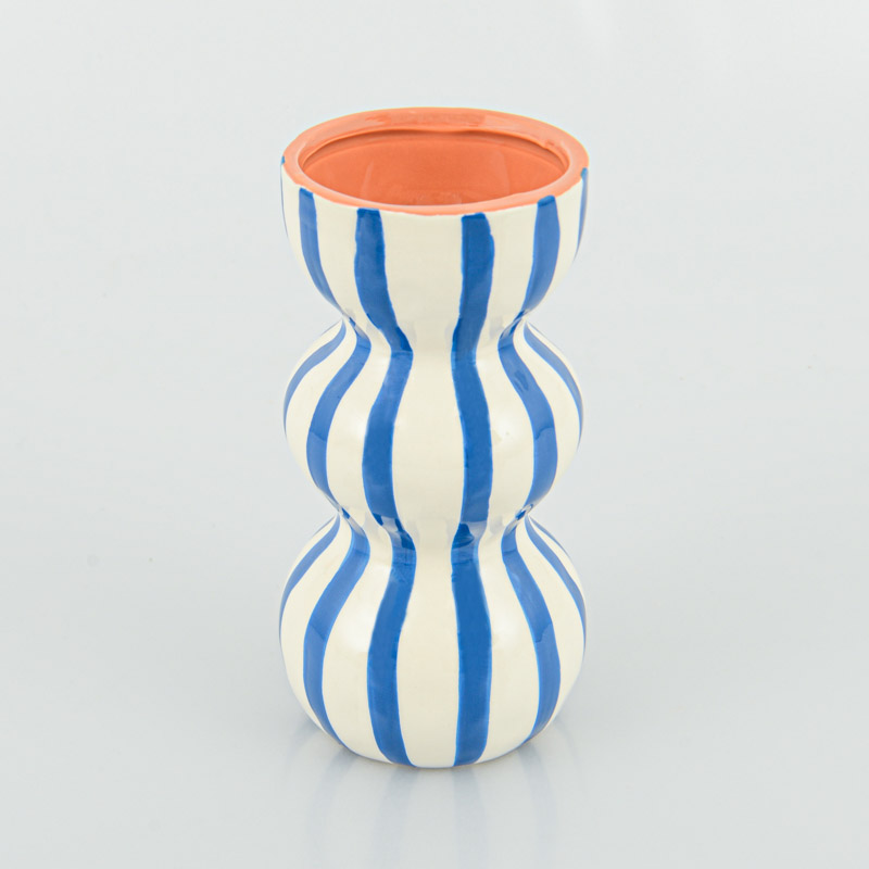 Vase en céramique 'Pyrgos' bleu et blanc