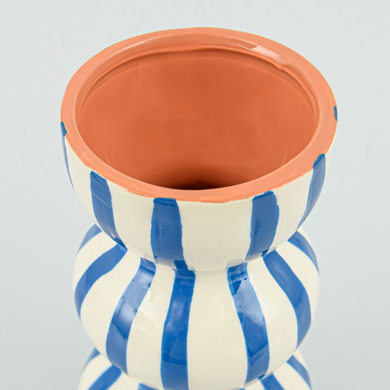 Vase en céramique 'Pyrgos' bleu et blanc