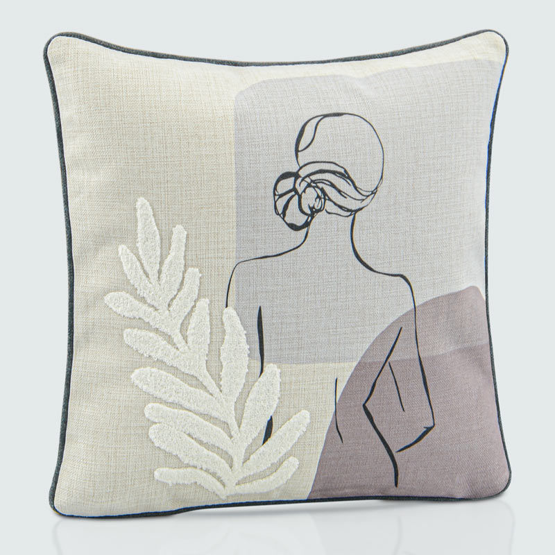 Coussin imprimé tufté 'Lady'