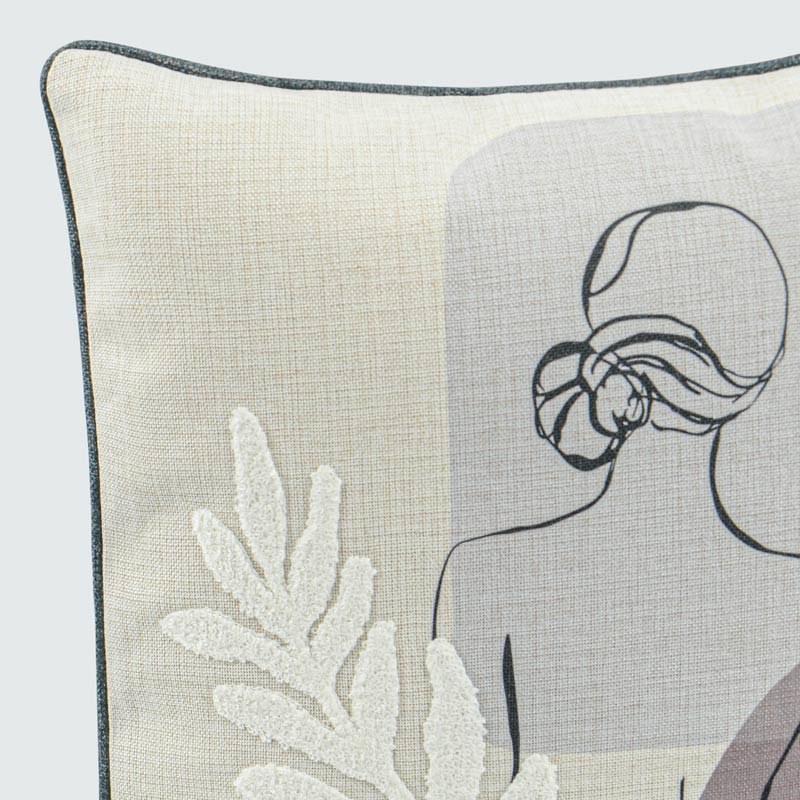 Coussin imprimé tufté 'Lady'