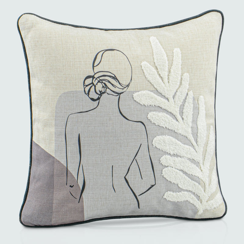 Coussin imprimé tufté 'Lady'