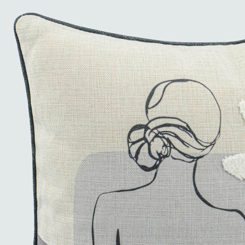 Coussin imprimé tufté 'Lady'