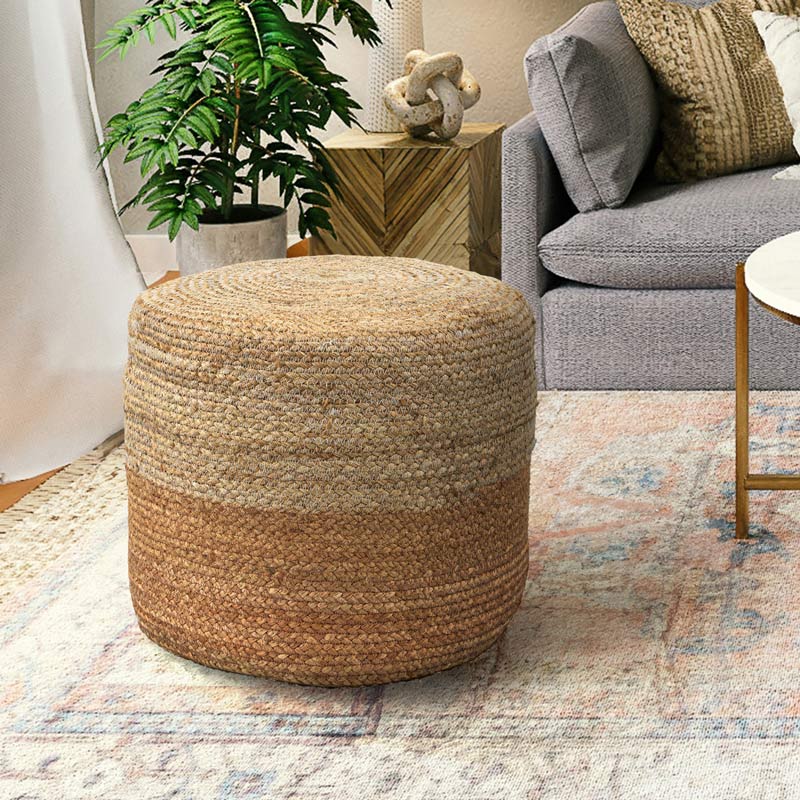 Pouf jute 'Namae' beige et écru