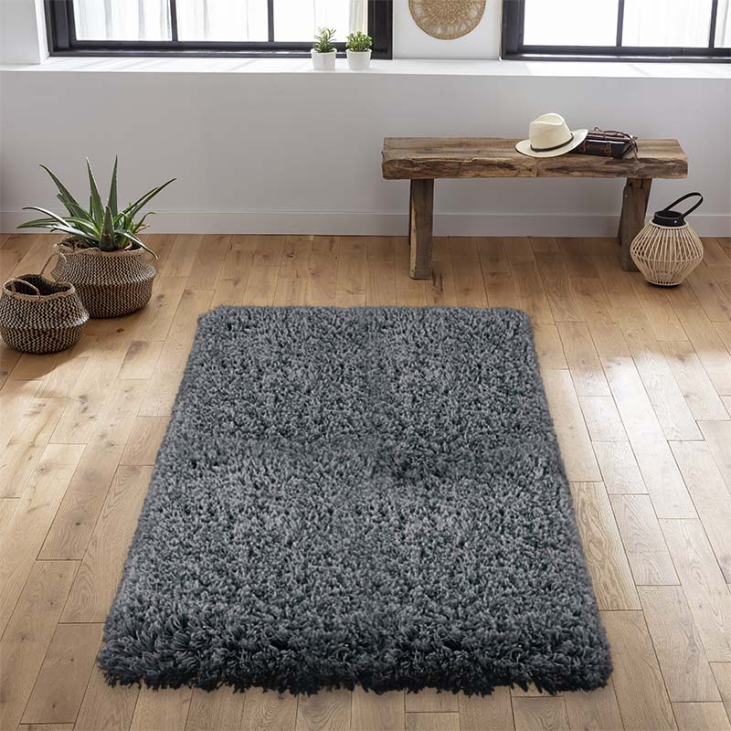 Tapis rectangulaire 'Bichgy' gris