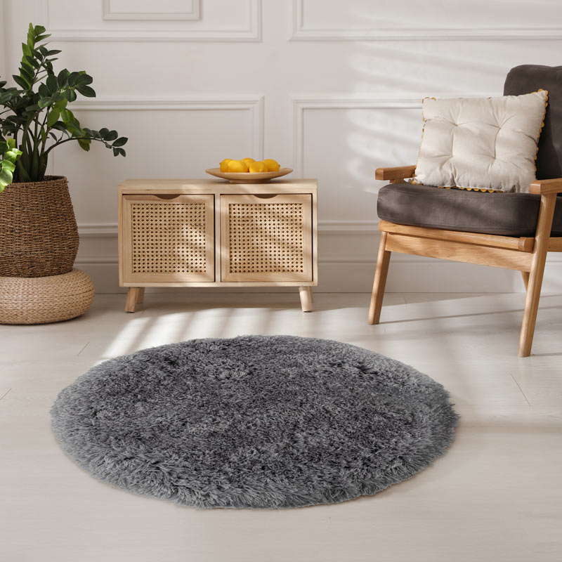 Tapis rond 'Bichgy' gris