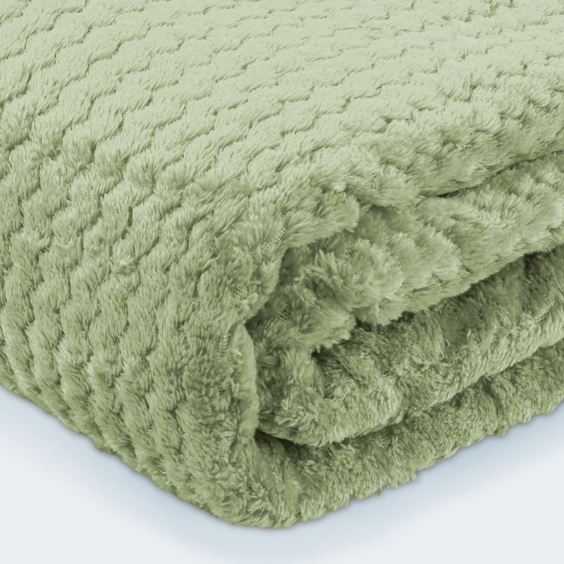 Plaid microfibre 'Zaggy' vert clair