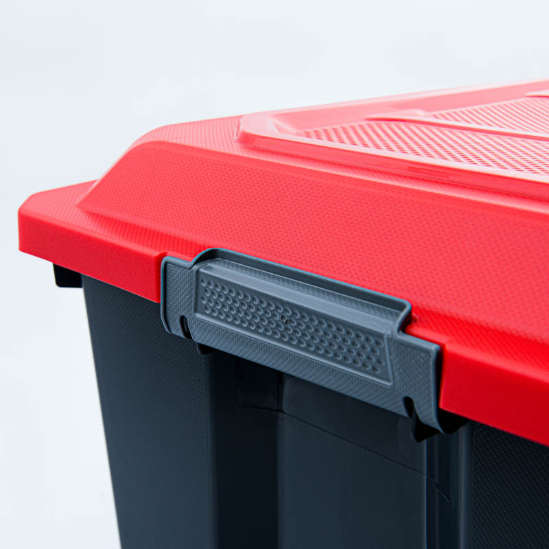 Bac de rangement 'Locker' noir et rouge 60L