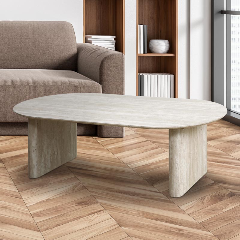 Table basse ovale 'Antares' beige 