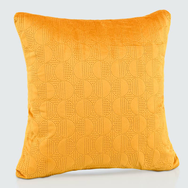 Coussin velours piqué 'Disco' jaune curry