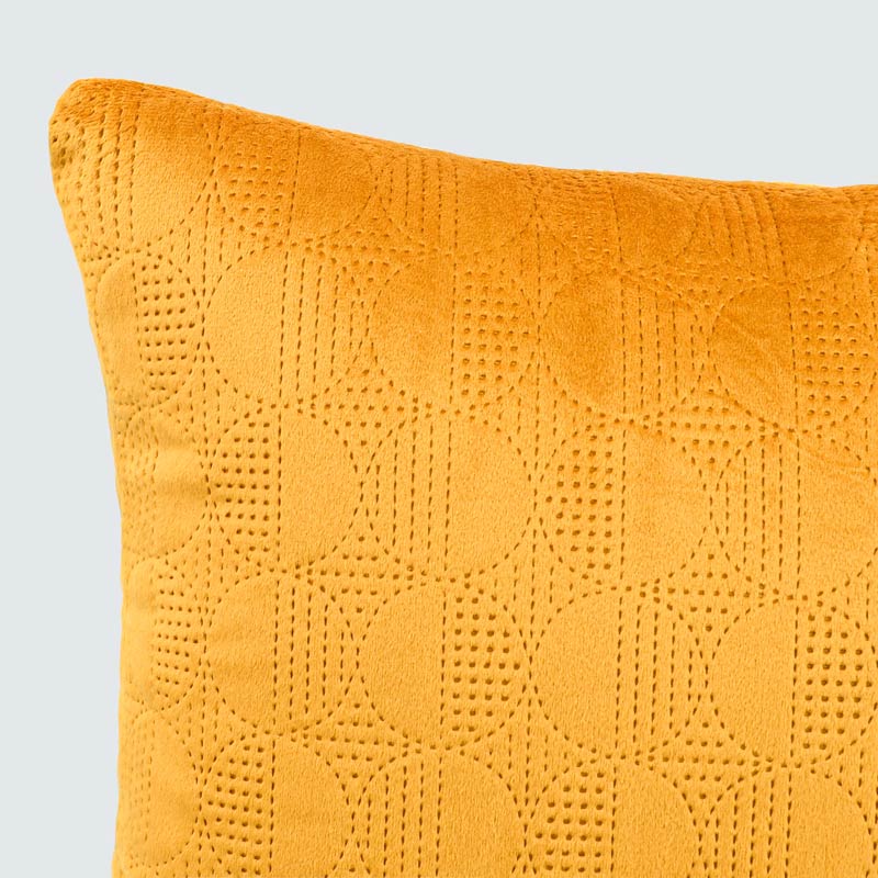 Coussin velours piqué 'Disco' jaune curry