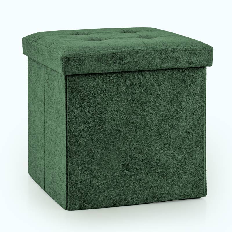 Pouf de rangement pliable carré 'Luxury' vert