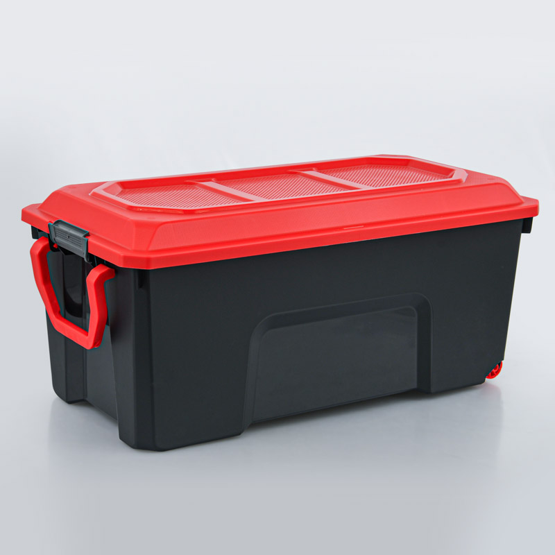 Bac de rangement 'Locker' noir et rouge 75L