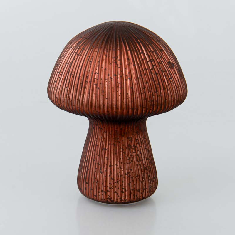 Champignon lumineux en verre couleur bordeaux