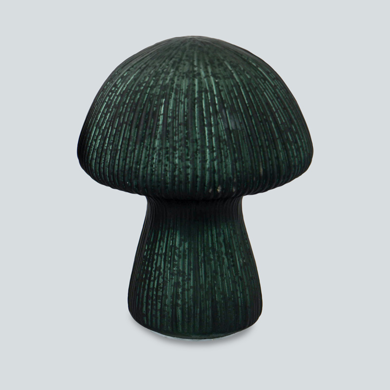 Champignon lumineux en verre vert sapin