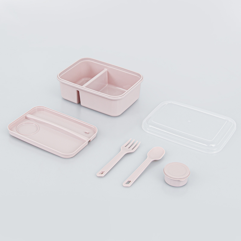 Lunch box rose 920ml avec couverts 